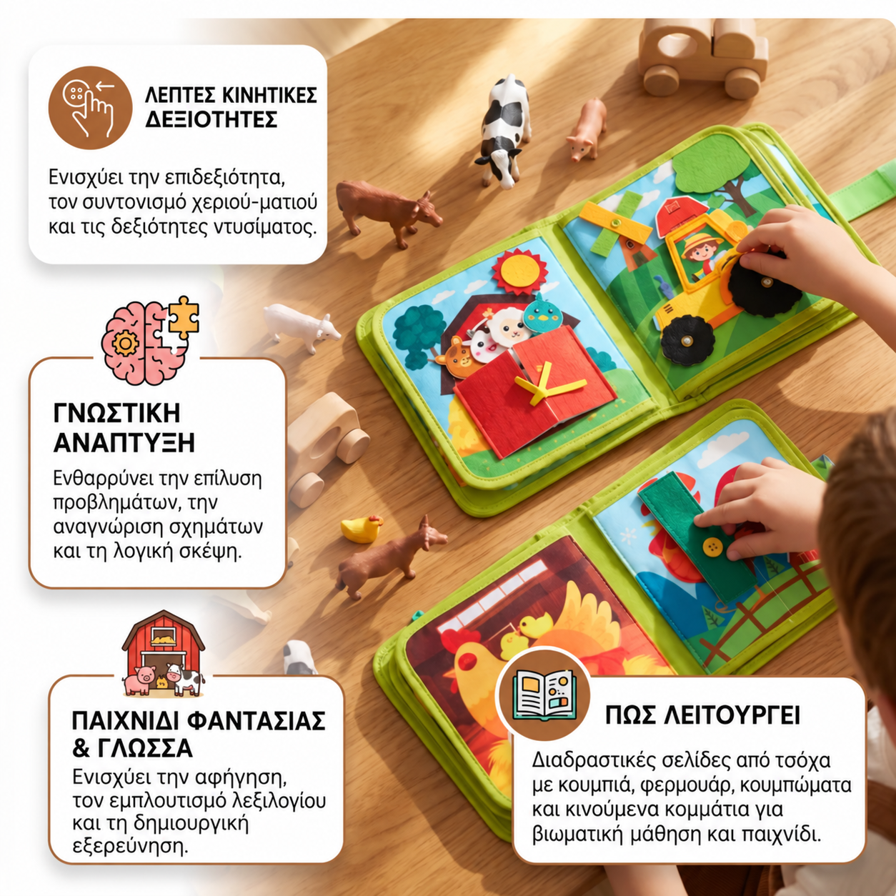 Εκπαιδευτικό Montessori Βιβλίο Ιστοριών Φάρμας