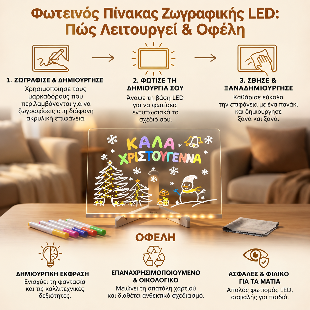 Φωτεινός Πίνακας Ζωγραφικής LED